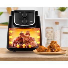 Midea MF-TN40D2 Airfryer: Dual Cyclone Technology, 4L Capacity, 90% Less Fat, 1500W, 60min Timer, 200°C Control, Automatic Power Off - Black